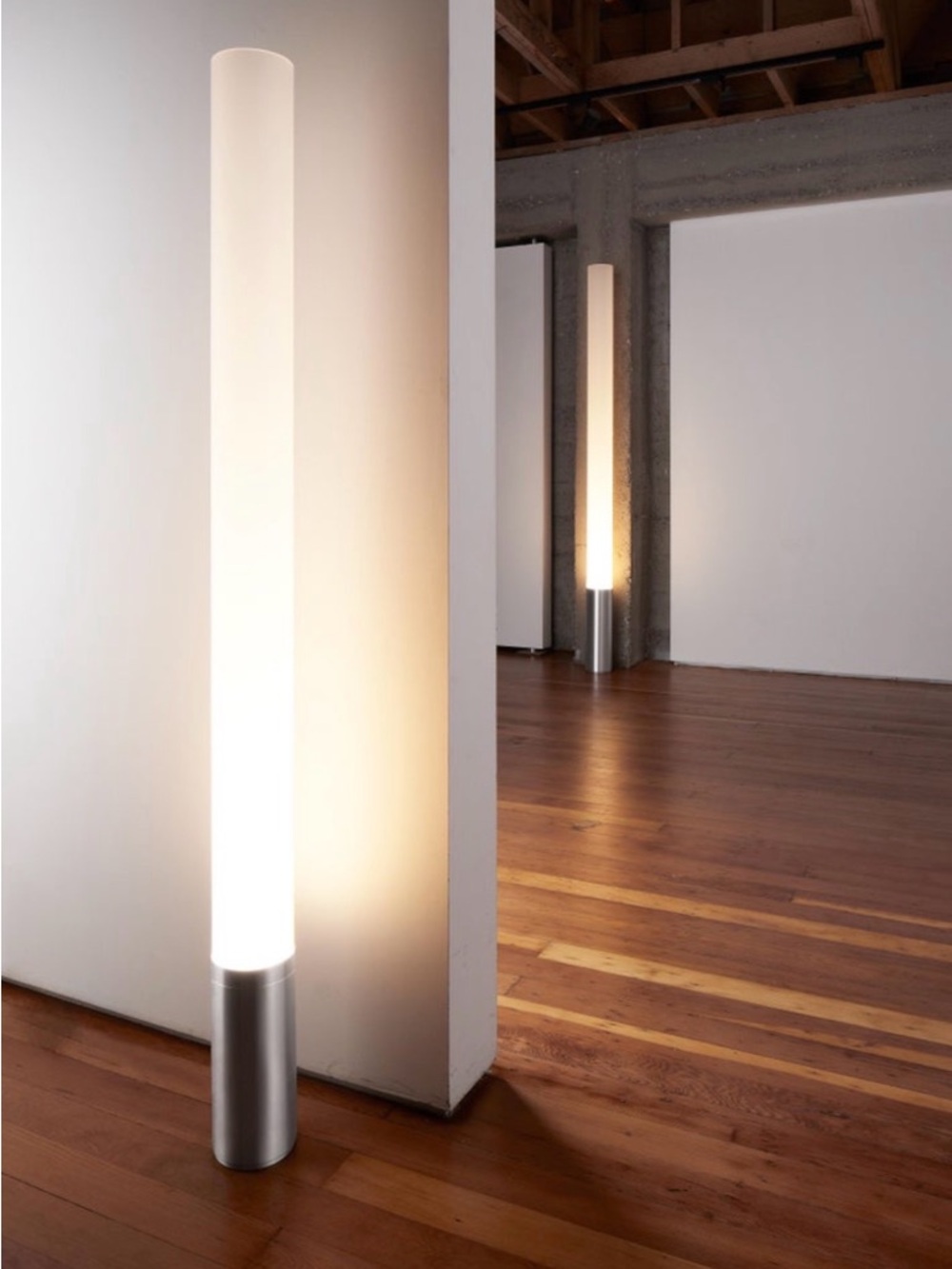 Pablo Designs “Elise” 50" Floor Lamp – Frosted Acrylic & Brushed Aluminum